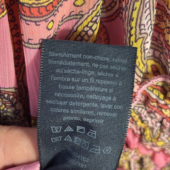 Tommy Hilfiger Pink Paisley Off-Shoulder Dress Size 10 Elastic Waist 3/4 Sleeves - Picture 12 of 16